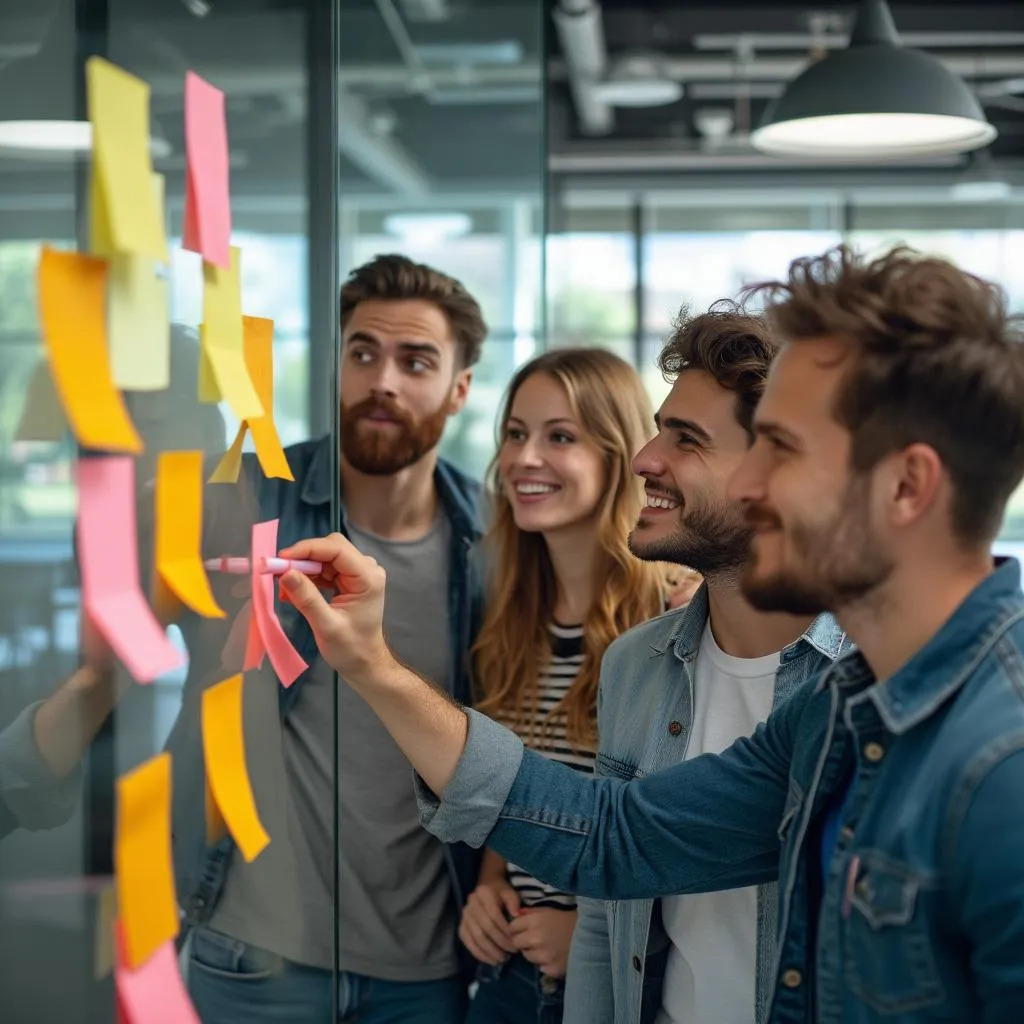 Sesión de lluvia de ideas para startups